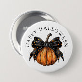 Niedlicher Happy Halloween Pumpkin und Bow Button (Vorne & Hinten)
