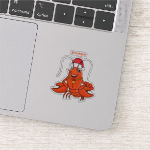 Niedlicher Happy Hummer mit Weihnachtshut Cartoon Aufkleber