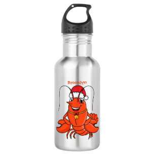 Niedlicher Happy Hummer mit Weihnachtshut Cartoon Edelstahlflasche