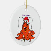 Niedlicher Happy Hummer mit Weihnachtshut Cartoon Keramik Ornament (Rechts)