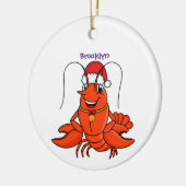 Niedlicher Happy Hummer mit Weihnachtshut Cartoon Keramik Ornament (Links)