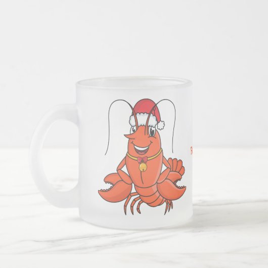 Niedlicher Happy Hummer mit Weihnachtshut Cartoon Mattglastasse (Links)