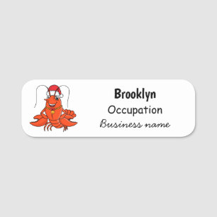 Niedlicher Happy Hummer mit Weihnachtshut Cartoon Namensschild