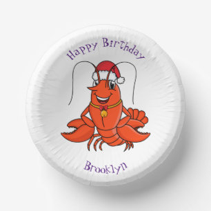 Niedlicher Happy Hummer mit Weihnachtshut Cartoon Pappteller