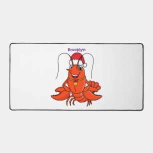 Niedlicher Happy Hummer mit Weihnachtshut Cartoon Schreibtischunterlage