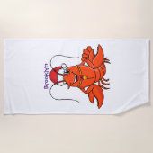 Niedlicher Happy Hummer mit Weihnachtshut Cartoon Strandtuch (Vorderseite)