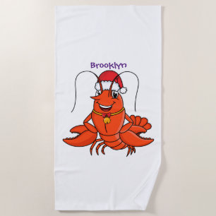 Niedlicher Happy Hummer mit Weihnachtshut Cartoon Strandtuch