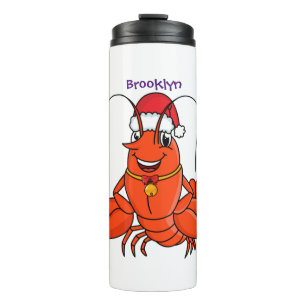 Niedlicher Happy Hummer mit Weihnachtshut Cartoon Thermosbecher