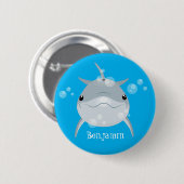 Niedlicher Happy-Kawaii-Delphin-Cartoon Button (Vorne & Hinten)