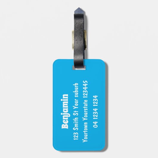 Niedlicher Happy-Kawaii-Delphin-Cartoon Gepäckanhänger (Rückseite vertikal)