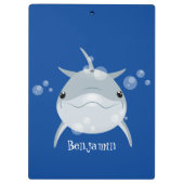 Niedlicher Happy-Kawaii-Delphin-Cartoon Klemmbrett (Rückseite)