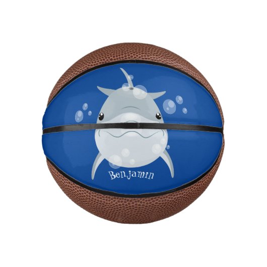 Niedlicher Happy-Kawaii-Delphin-Cartoon Mini Basketball (Vorderseite)