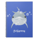 Niedlicher Happy-Kawaii-Delphin-Cartoon Notizblock (Vorderseite)