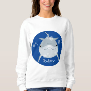 Niedlicher Happy-Kawaii-Delphin-Cartoon Sweatshirt