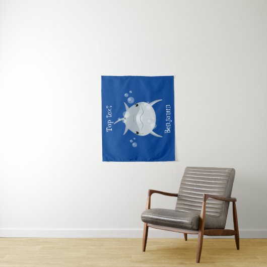 Niedlicher Happy-Kawaii-Delphin-Cartoon Wandteppich (Beispiel)