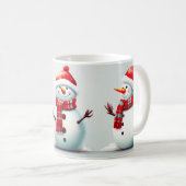 Niedlicher Happy Kids Children Winter Snowman Kaffeetasse (VorderseiteRechts)