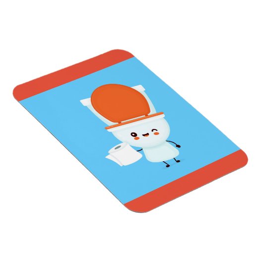 Niedlicher Happy lächelnd Schüssel und Toilettenpa Magnet (Rechte Seite)