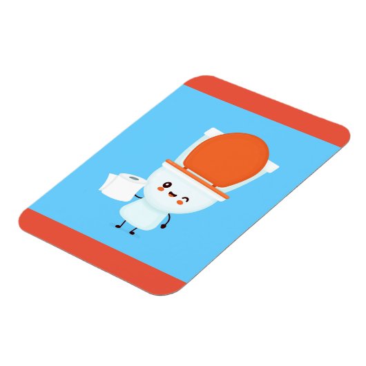 Niedlicher Happy lächelnd Schüssel und Toilettenpa Magnet (Linke Seite)