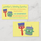 Niedlicher Happy Malservice Cartoon Visitenkarte (Vorne/Hinten)