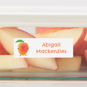 Niedlicher Happy Mango Gelber Cartoon personalisie Etiketten