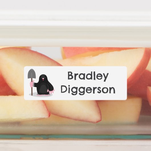 Niedlicher Happy Mole Cartoon personalisiert Etiketten (Befestigt)