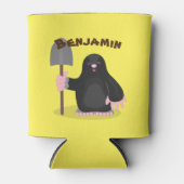 Niedlicher Happy Mole mit Shovel-Cartoon Dosenkühler (Vorderseite)