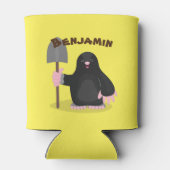 Niedlicher Happy Mole mit Shovel-Cartoon Dosenkühler (Rückseite)