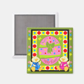 Niedlicher Happy Oaster Magnet mit Ei und Hühnern (Vorderseite/Rückseite)