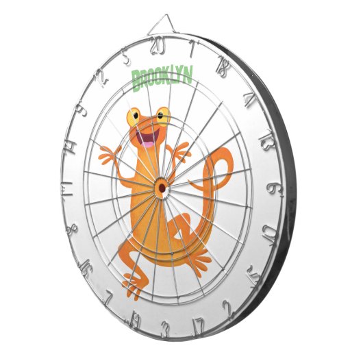 Niedlicher Happy-Orange-Tänzer Dartscheibe (Vorderseite rechts)