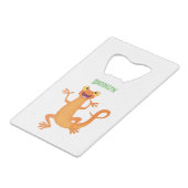 Niedlicher Happy-Orange-Tänzer Geldbeutel Flaschenöffner (Rückseite Schrägansicht)