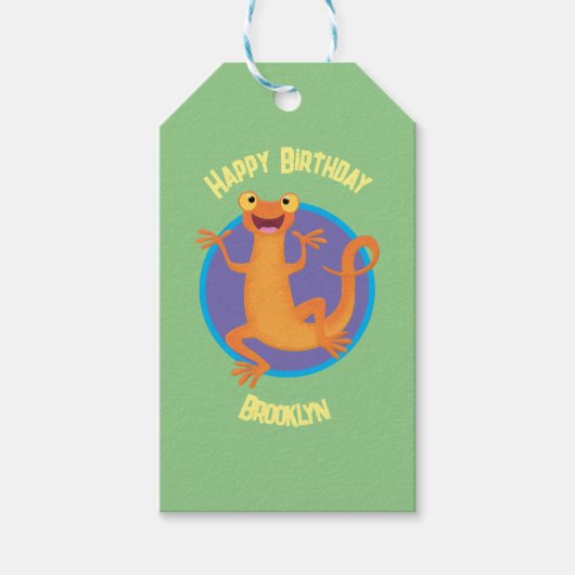 Niedlicher Happy-Orange-Tänzer Geschenkanhänger (Vorderseite)