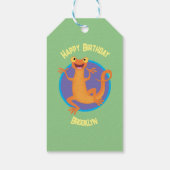 Niedlicher Happy-Orange-Tänzer Geschenkanhänger (Rückseite)