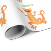 Niedlicher Happy-Orange-Tänzer Geschenkpapier (Rolleneckpunkt)