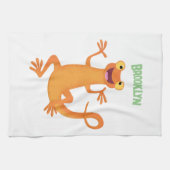 Niedlicher Happy-Orange-Tänzer Geschirrtuch (Horizontal)