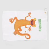 Niedlicher Happy-Orange-Tänzer Golfhandtuch (Horizontal)