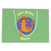 Niedlicher Happy-Orange-Tänzer Große Geschenktüte (Rückseite)