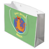Niedlicher Happy-Orange-Tänzer Große Geschenktüte (Rückseite Schrägansicht)