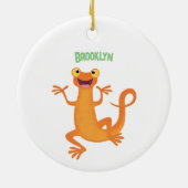 Niedlicher Happy-Orange-Tänzer Keramik Ornament (Hinten)