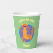 Niedlicher Happy-Orange-Tänzer Pappbecher (Rückseite)