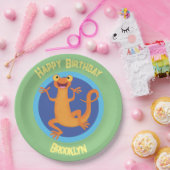 Niedlicher Happy-Orange-Tänzer Pappteller (Party)