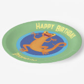 Niedlicher Happy-Orange-Tänzer Pappteller (Schrägansicht)