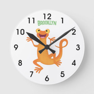 Niedlicher Happy-Orange-Tänzer Runde Wanduhr
