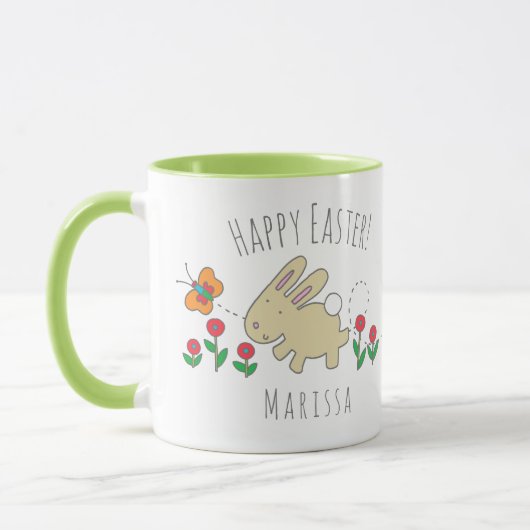 Niedlicher Happy Osterpink Blume Tasse (Links)