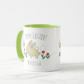 Niedlicher Happy Osterpink Blume Tasse (Vorderseite Links)