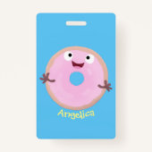 Niedlicher Happy-Pink-Glattleder-Donut-Cartoon Ausweis (Rückseite)