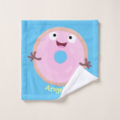 Niedlicher Happy-Pink-Glattleder-Donut-Cartoon Badhandtuch Set (Waschlappen)
