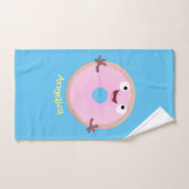 Niedlicher Happy-Pink-Glattleder-Donut-Cartoon Badhandtuch Set (Handtuch)
