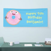 Niedlicher Happy-Pink-Glattleder-Donut-Cartoon Banner (Messe)