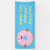 Niedlicher Happy-Pink-Glattleder-Donut-Cartoon Banner (Vertikal)
