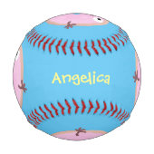 Niedlicher Happy-Pink-Glattleder-Donut-Cartoon Baseball (Vorderseite)